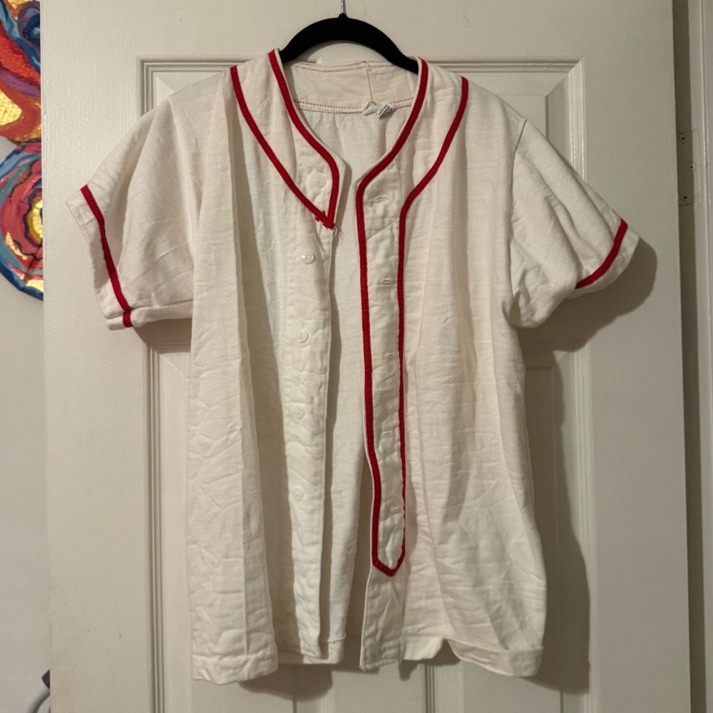 Vintage White and Blue Baseball Sports Jersey Tee